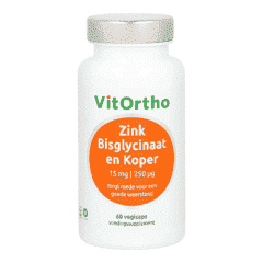 Zink Bisglycinaat 15 mg en Koper 250 mcg 60 veg. capsules